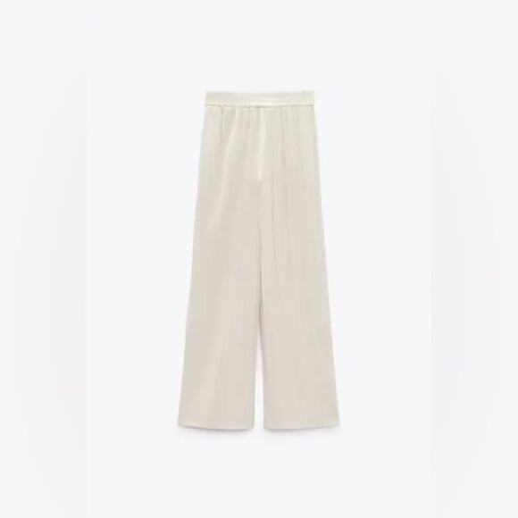 Zara CREASED-EFFECT PALAZZO TROUSERS - Picture 8 of 9